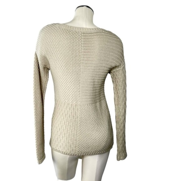 SAHALIE Cream Cable Knit Pattern Block Long Sleeve Sweater Women's Size S - Picture 5 of 16
